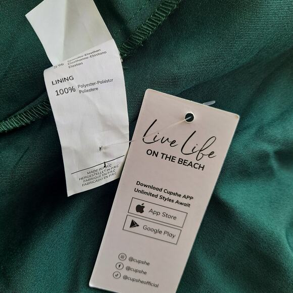 NWT Cupshe Ramla Dress Satin Pleated One Shoulder Sheath Midi Gown Green Size XL - Picture 13 of 13